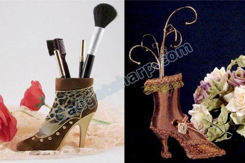 Boot-Shaped Cosmetic Brush Holder and Jewelry Holder