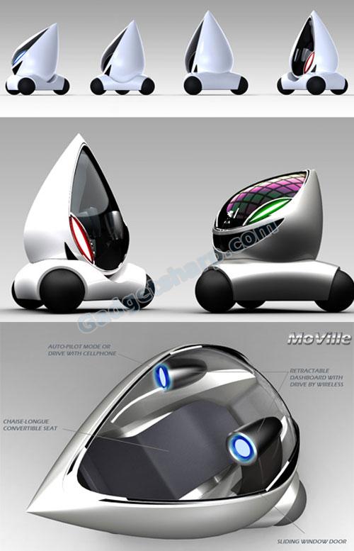 MoVille - Tear Drop Shaped Futuristic Car Concept