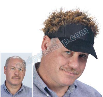 Flair Hair - Brown Hair/Black Visor