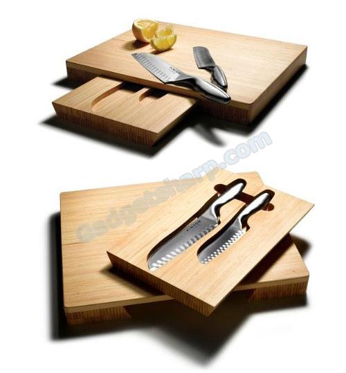 Pinzon Santoku Knives and Bamboo Cutting Board Set