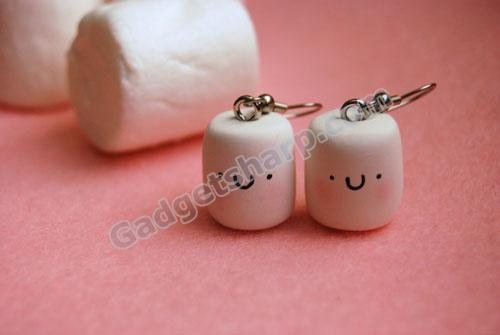 mini marshmallow earrings