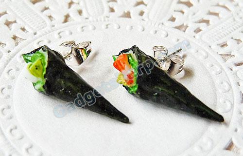 sushi handroll earring