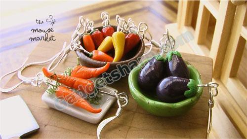 Carrot, pepper and eggplant Earrings