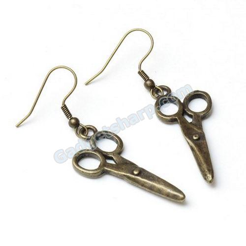 Antique Brass Scissors Dangle Earrings
