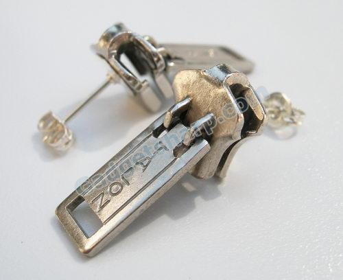 Steel 'Talon' Vintage Zipper Slide Stud Earrings