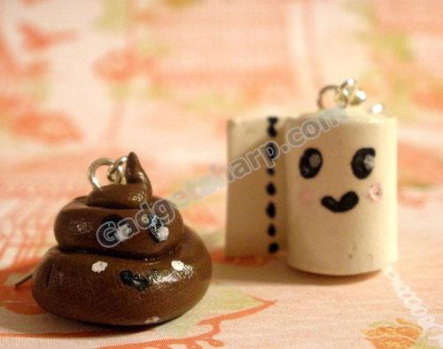 Poo and Toilet Paper earrings