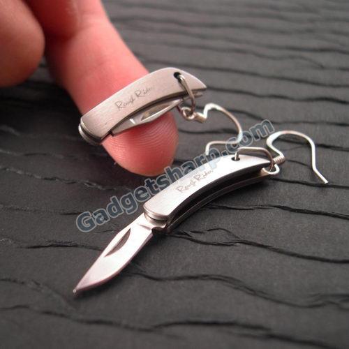 REAL Working Sharp Tiny Folding Knife Earrings