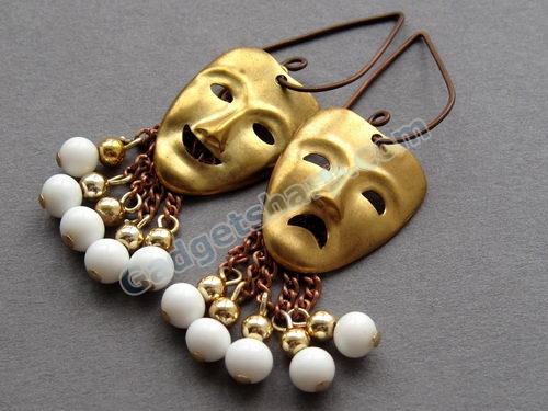 LIFE'S A DRAMA Vintage Theatrical Earrings on Oxidised Copper Ear Wires