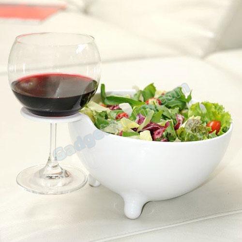 Alessi MooM Bowl With Built-In Wine Glass Holder