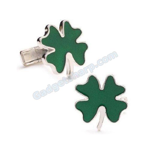 Enamel Clover Cufflinks - Gambling Themed Formal Wear