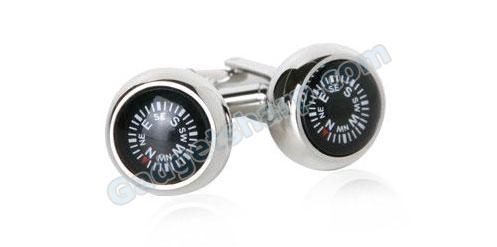 Functional Working Compass Silver Cufflinks