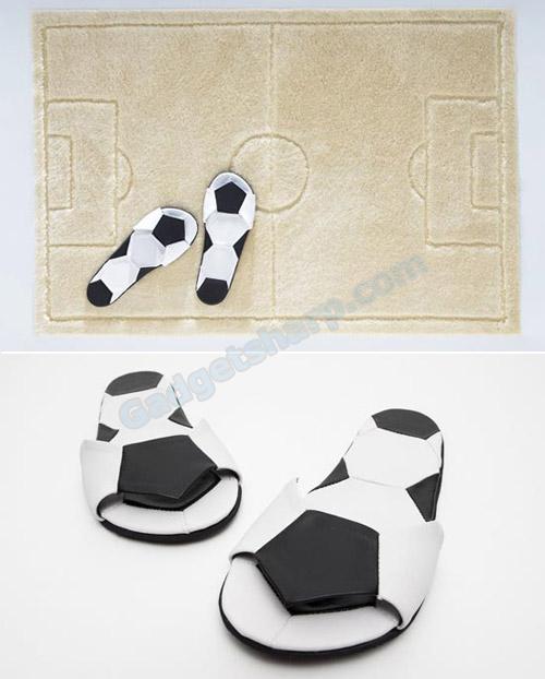 Football bath mat and slippers