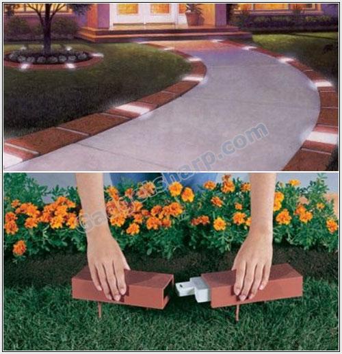 Glamorize Garden with Decorative Plastic Brick Edging with Built-In Solar Lights