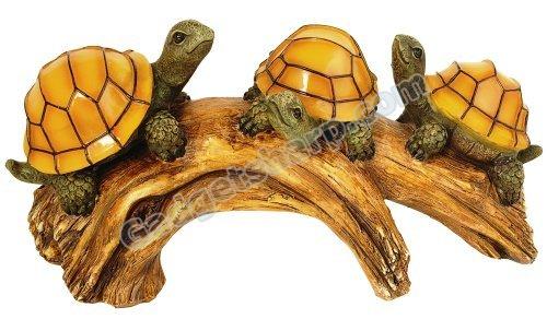 Solar Powered Turtles on a Log with Glowing Shells