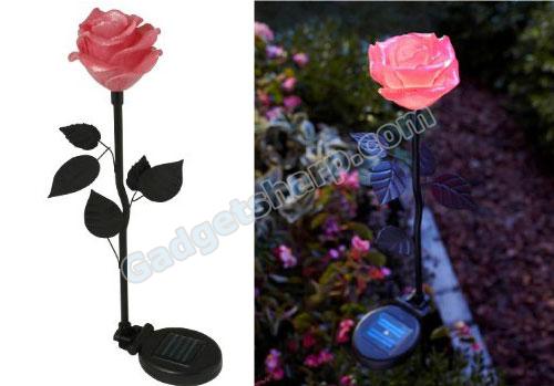 Solar Powered Flower Light, Pink Rose