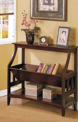 Wood Magazine Rack Console Table