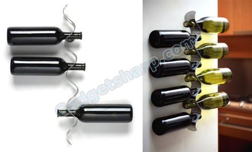 Mkono Wall Mounted Wine Rack and Key Holder with 6 Hooks 