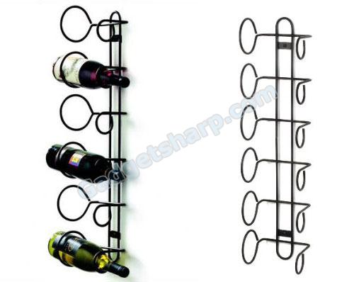 Spectrum 48810 Wall Mount Wine Rack, 6-Bottle, Black