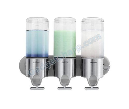 Stainless Steel Wall-Mount Triple Shampoo and Soap Dispenser