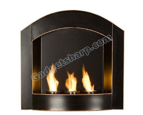 Black Arch Top Wall Mount Gel Fuel Fireplace