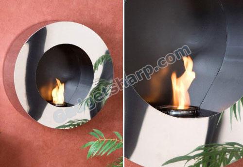 Round Stainless Steel Wall Mount Gel Fuel Sconce