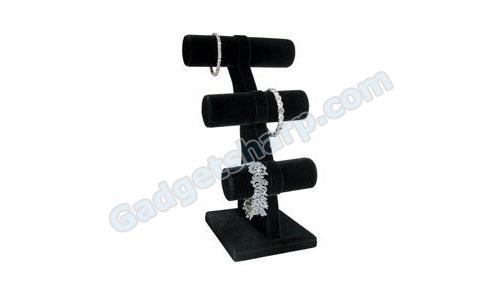 Bracelet 3 Tier T-Bar Jewelry Display Black Velvet