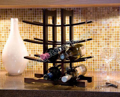 Sculptural Wine Rack - Espresso