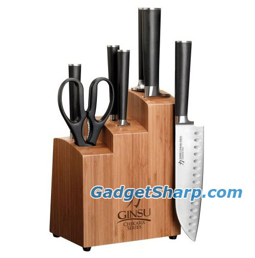 8-Piece Stainless-Steel Knife Set with Bamboo Block