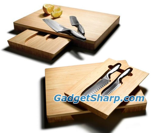 Pinzon Santoku Knives and Bamboo Cutting Board Set