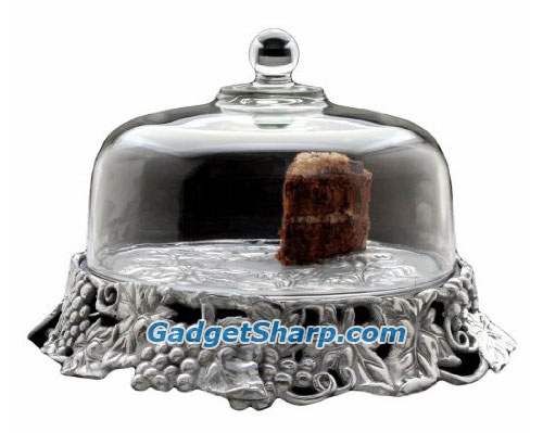 Arthur Court Grape 14-Inch Covered Cake Tray with Glass Dome