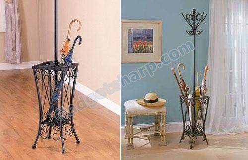 Coat Rack In Sandy Black Finish With Umbrella Stand