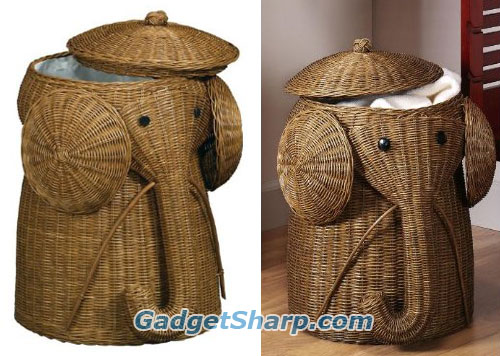 Rattan Elephant Laundry Hamper