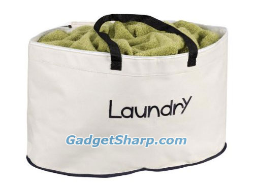 Oval-Shaped Laundry Hamper with Carrying Straps