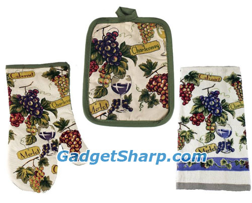 2 1 2 Pot Holders Home Concepts Yellow and Blue Pansy Flowers 5 Piece Linen Bundle Package Oven Mitt Kitchen Towels