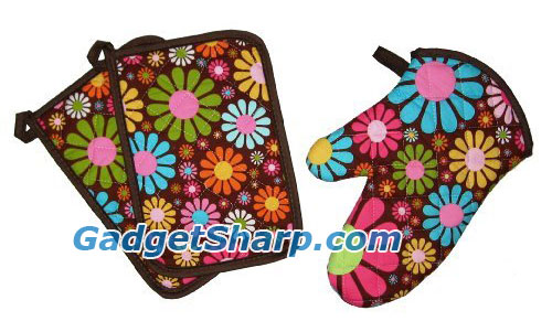 Sassy Cook'n Flower Pot 3-Piece Potholder and Oven Mitt