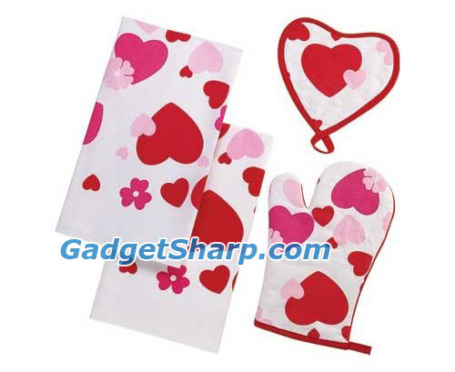 Kitchen Set Valentines Day Oven Mitt Pot Holder Towel