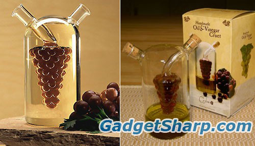 Olive Oil and Vinegar Cruet Grape Bunch Design