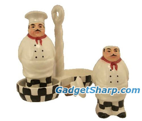 Fat Chef Oil and Vinegar Cruet Set with Holder