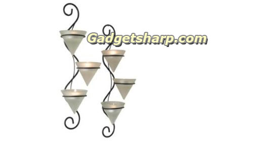 Elongated Wall Votive Holder Set with Frosted Cups