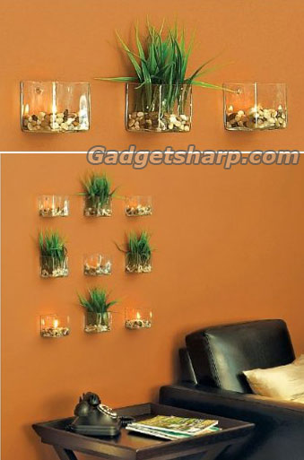 Set of 3 Chai Glass Tealight Holders - Wall-Mounted Design