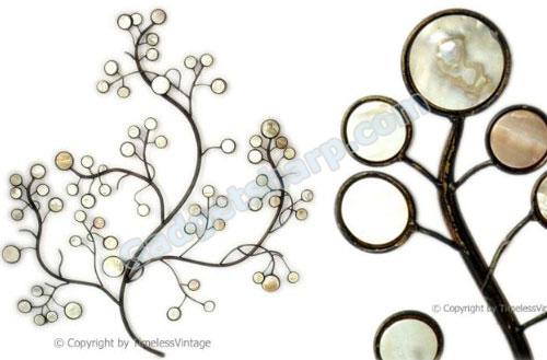 Large Wrought Iron Mother Pearl Tree of Life Wall Art