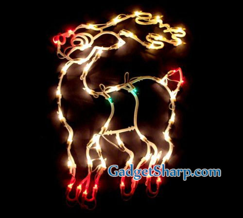 Lighted Reindeer Christmas Window Silhouette Decoration