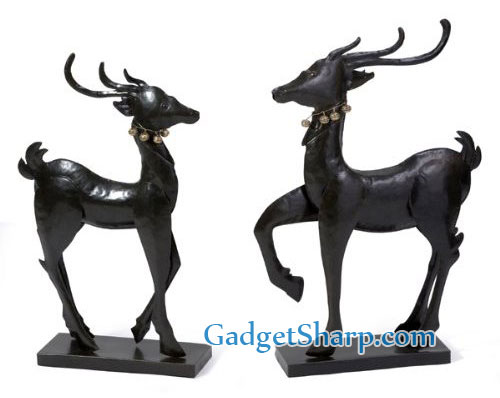 Set of 2 Brown Decorative Christmas Reindeer Figures