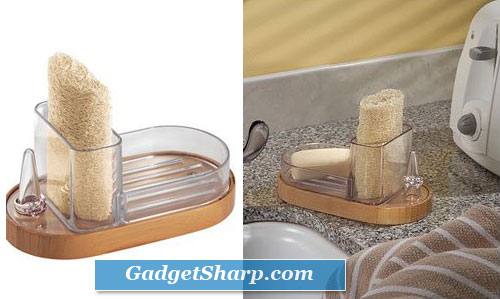 Formbu Sponge & Ring Caddy (Bamboo/Clear)