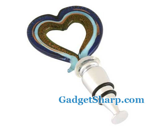 Art Glass Open Heart Wine Stopper