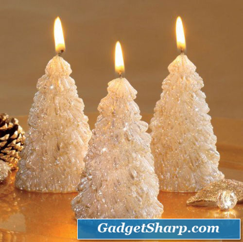 Dazzling Glitter Tree Candles