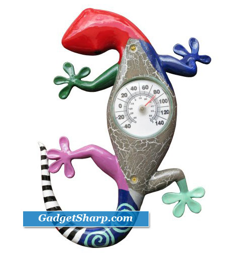 Indoor/Outdoor Gecko Thermometer with 3-Inch Bi-metal Thermometer