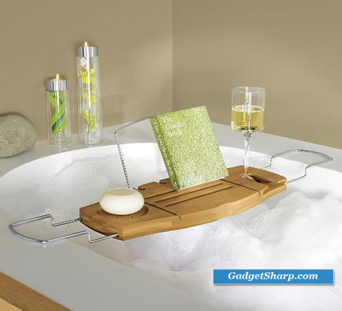 Aquala Bamboo and Chrome Bathtub Caddy