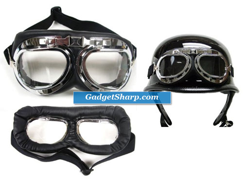 WWII RAF Aviator Pilot Motorcycle Half helmet Goggles