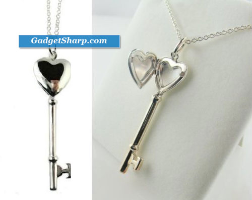 Sterling Silver Heart Shaped Locket Key Pendant